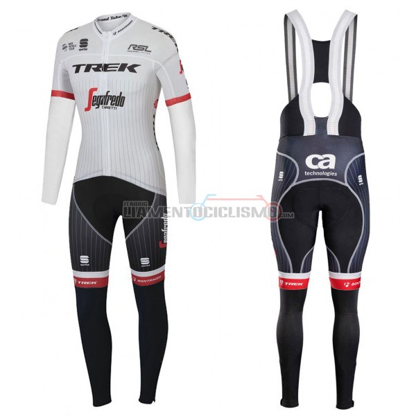 2017 Abbigliamento Ciclismo Trek Segafredo Manica Lunga Bianco